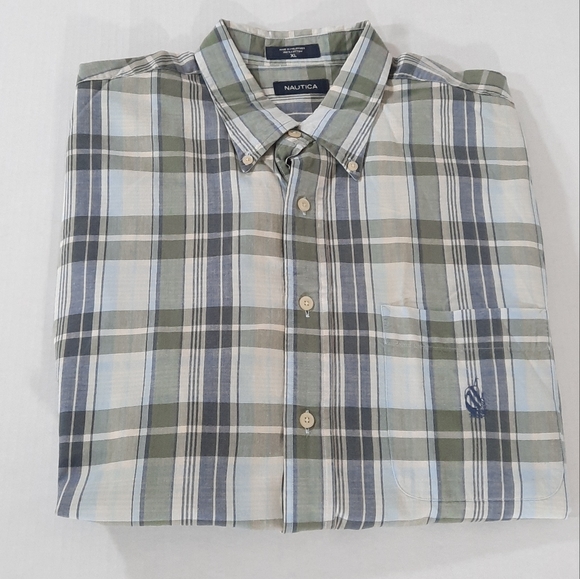 Vintage Nautica Long Sleeve Plaid Print Shirt Runs Big - Picture 7 of 7